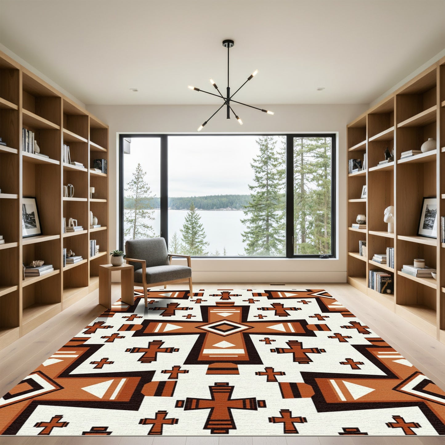 Terracotta Southwestern Cross Geometric Tile Rug
