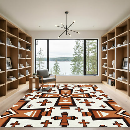 Terracotta Southwestern Cross Geometric Tile Rug