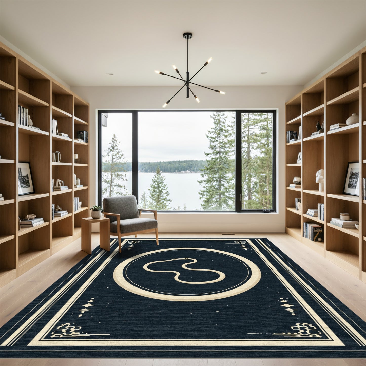 Cream Serpent Circle Midnight Rug