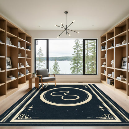 Cream Serpent Circle Midnight Rug
