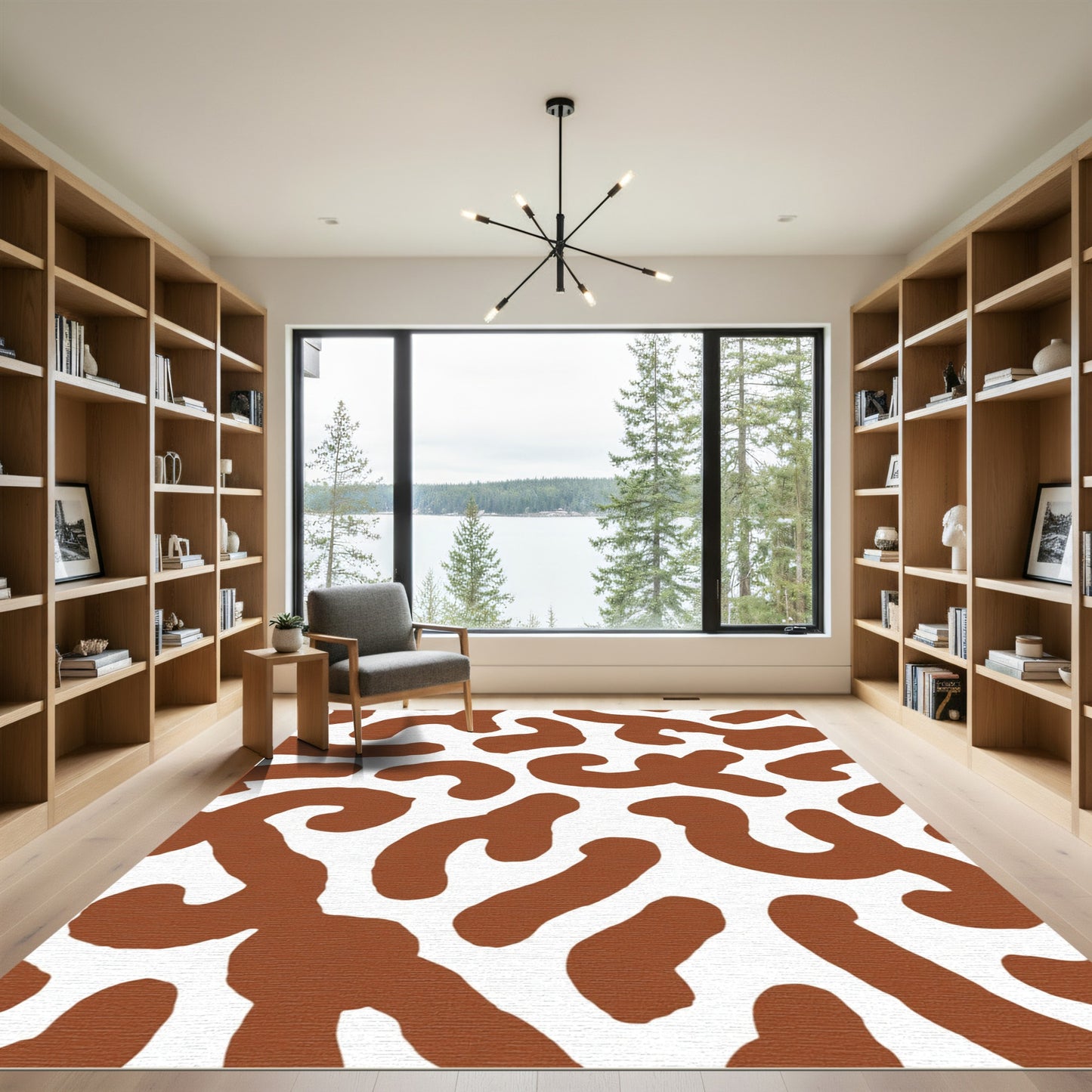 Earthy Brown Organic Abstract Overlay Rug