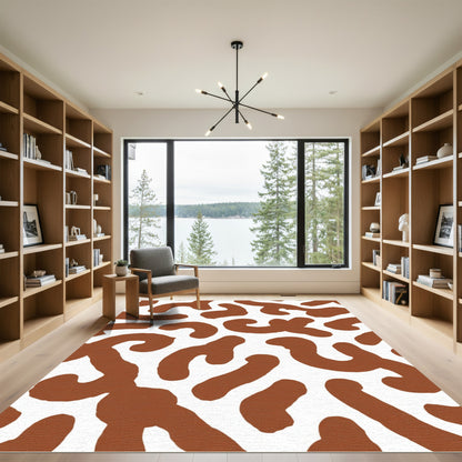 Earthy Brown Organic Abstract Overlay Rug