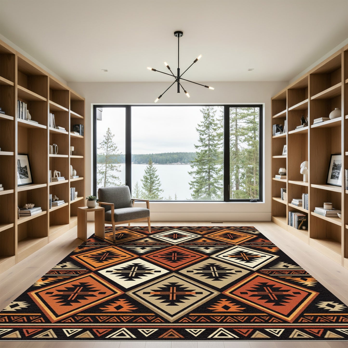 Geometric Aztec Ochre Diamond Rug