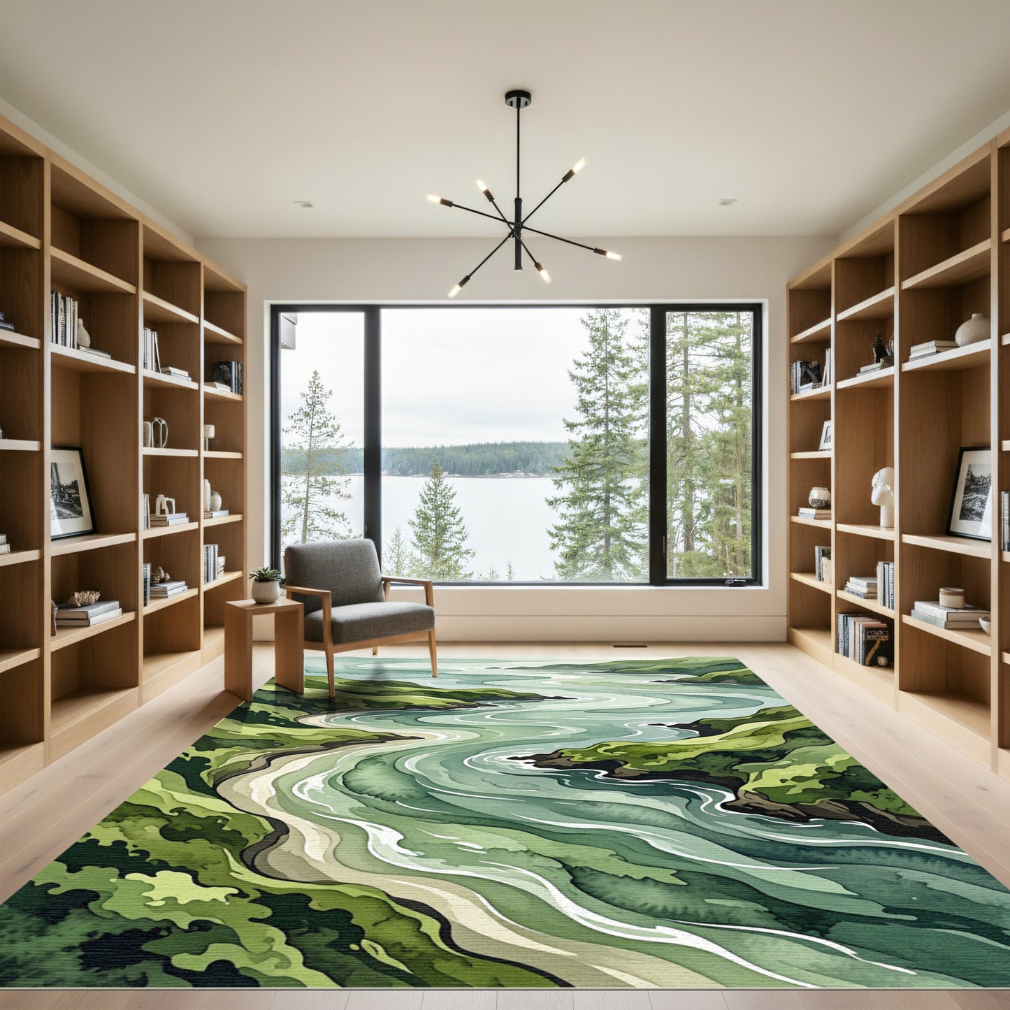 Abstract Verdant Coastal Landscape Wave Rug