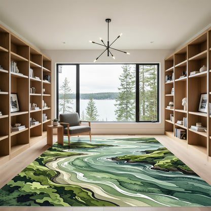 Abstract Verdant Coastal Landscape Wave Rug
