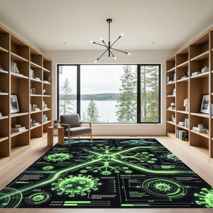 Cybernetic Green Virus Radar Interface Rug
