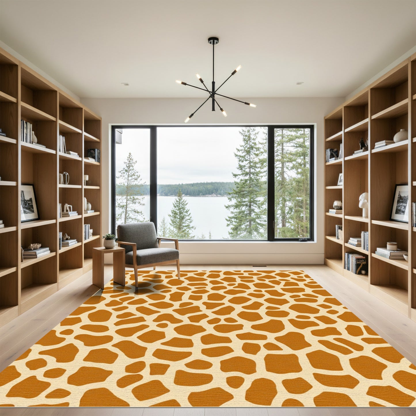 Warm Tan Giraffe Print All Over Rug