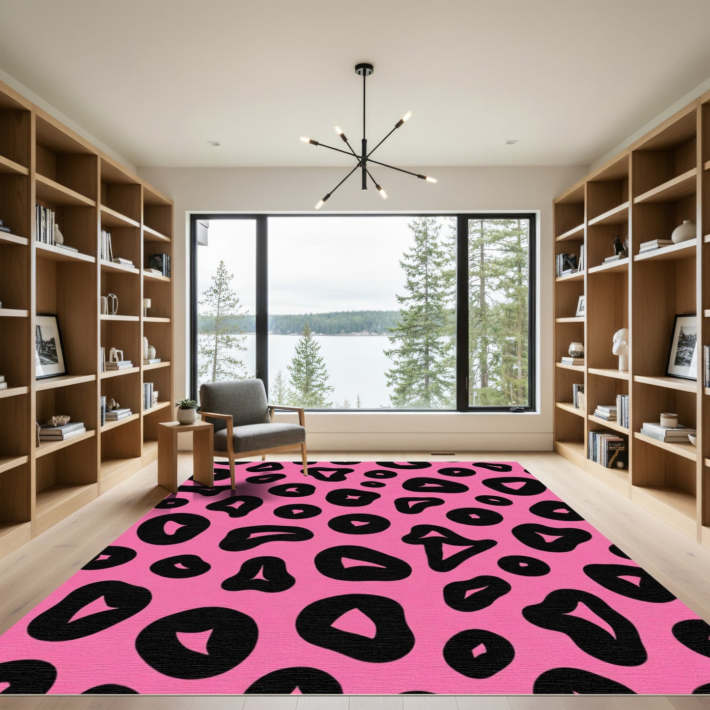 Hot Pink Black Animal Spots Rug