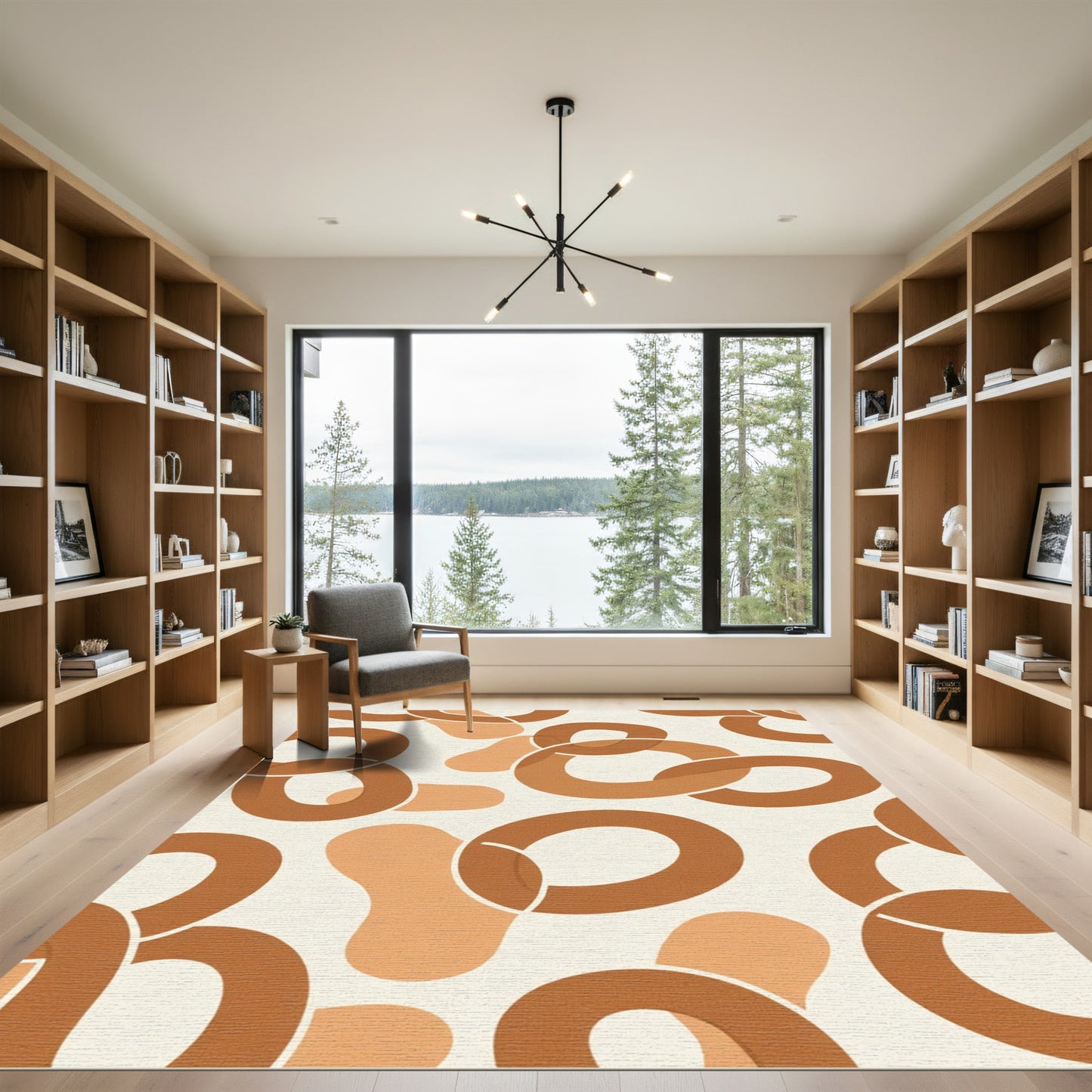 Earthy Tones Interlocking Rings Rug