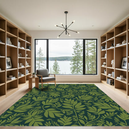 Deep Green Lush Foliage Rug