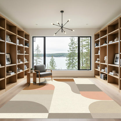 Earthy Tones Abstract Geometric Shapes Rug