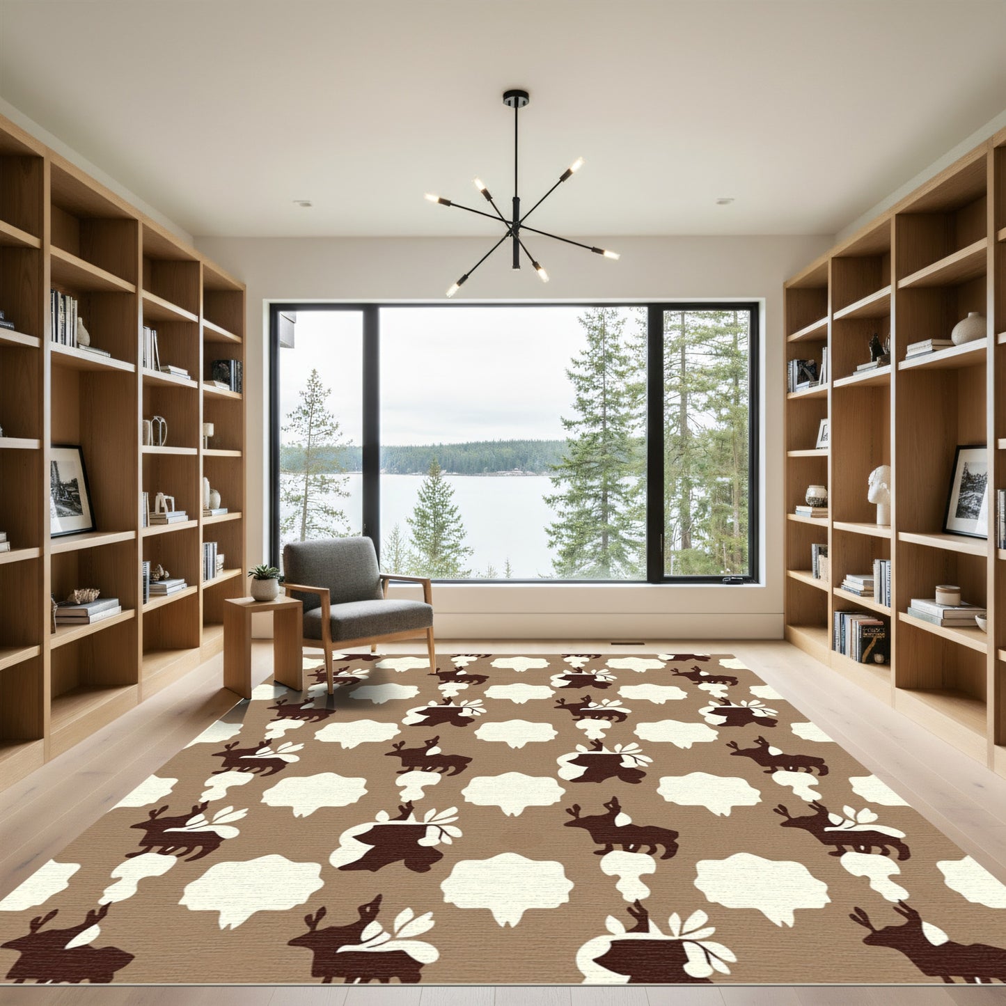 Brown Deer Silhouette Speech Bubble Rug