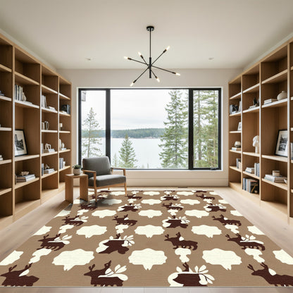 Brown Deer Silhouette Speech Bubble Rug