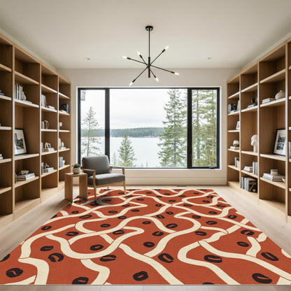 Terracotta Cream Black Organic Intertwine Rug