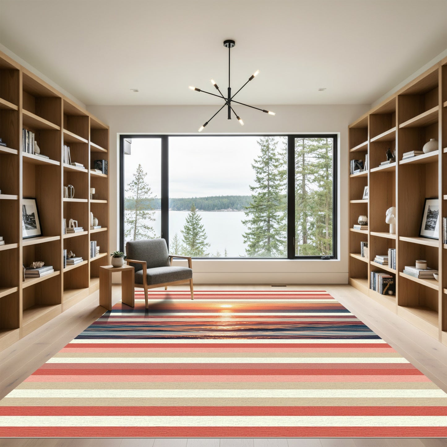 Sunset Horizon Stripe Composition Rug