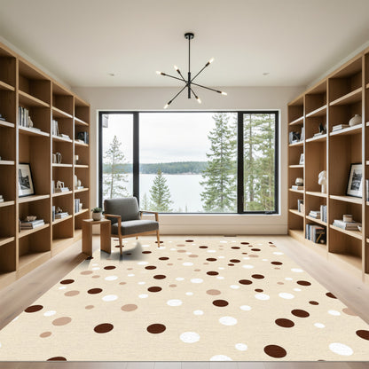 Cream Brown White Polka Dot Scatter Rug