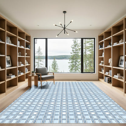 Light Blue Watercolor Plaid Rug