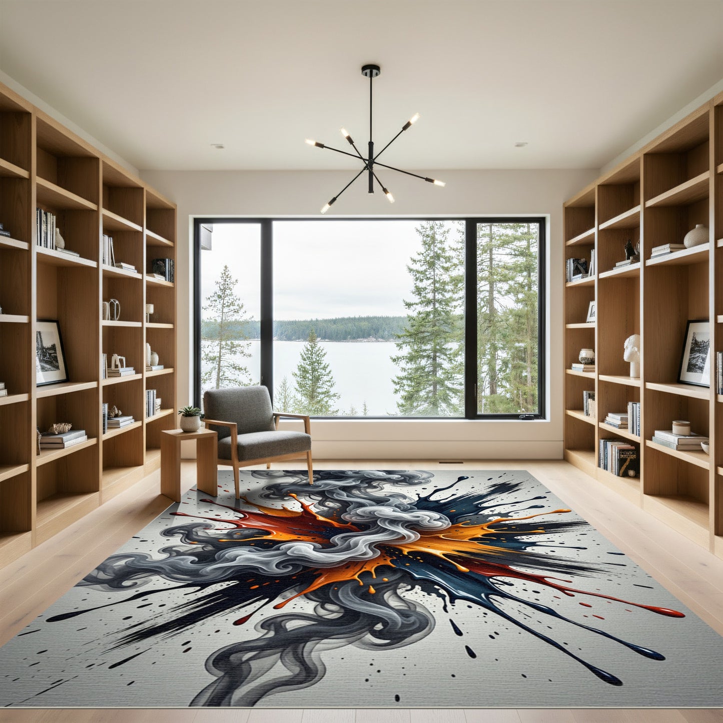 Explosive Ink Splatter Abstract Swirl Rug