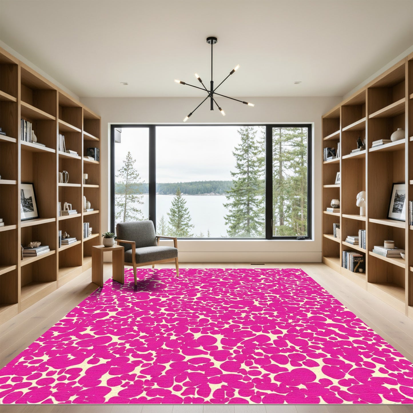 Vibrant Pink Organic Pebble Cluster Rug