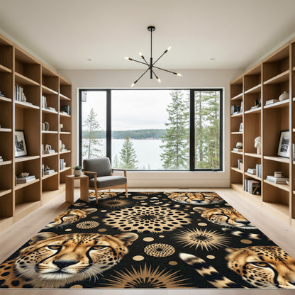 Golden Cheetah Spots Medallion Collage Rug