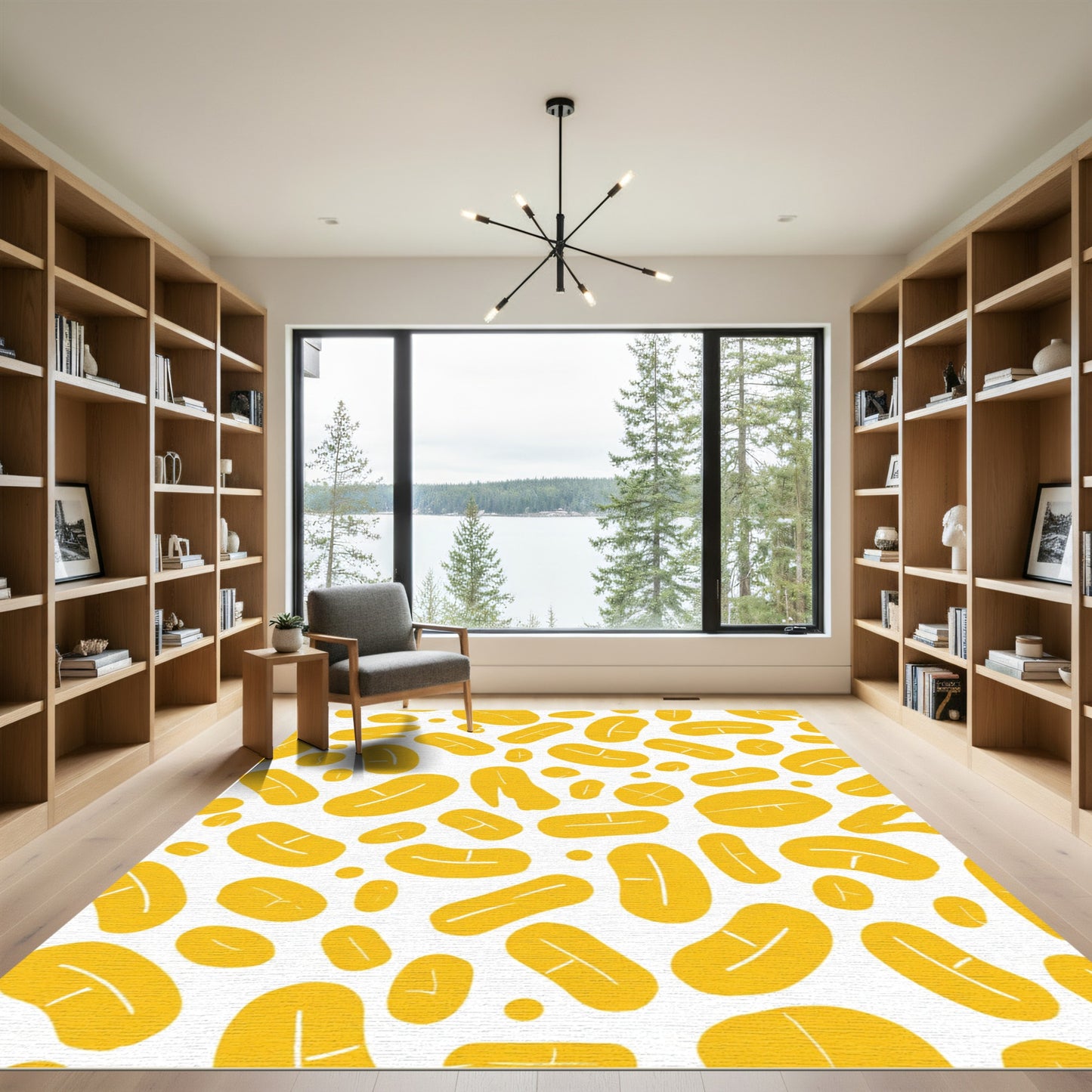 Sunshine Yellow Abstract Bean Shapes Rug