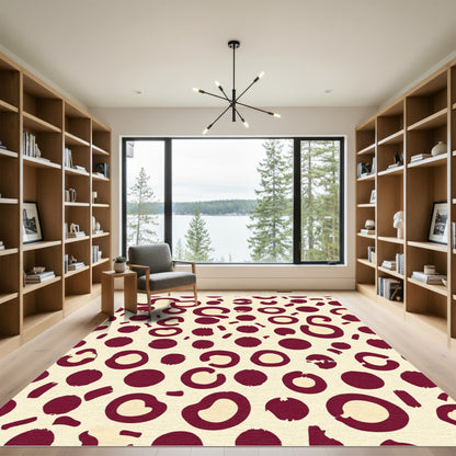 Maroon Abstract Spotted Organic Shapes Rug