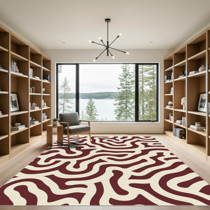 Crimson Cream Organic Maze Rug