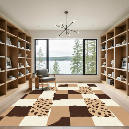 Earthy Tone Patchwork Animal Print Rug