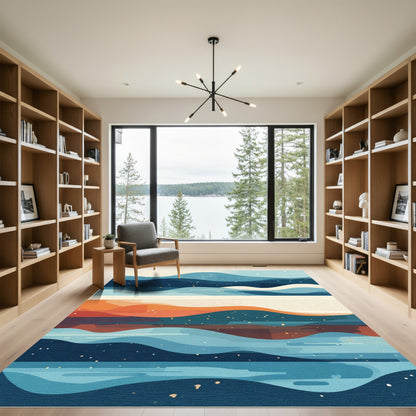 Oceanic Waves Sunset Horizon Rug