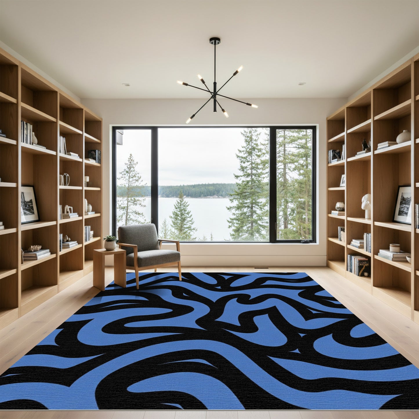 Bold Periwinkle Black Swirl Rug