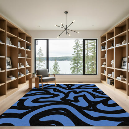 Bold Periwinkle Black Swirl Rug