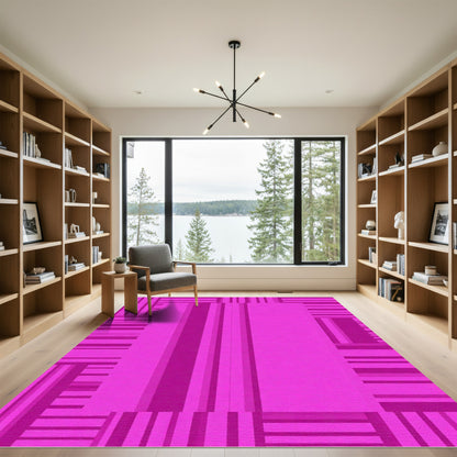 Bold Pink Geometric Stripe Rug