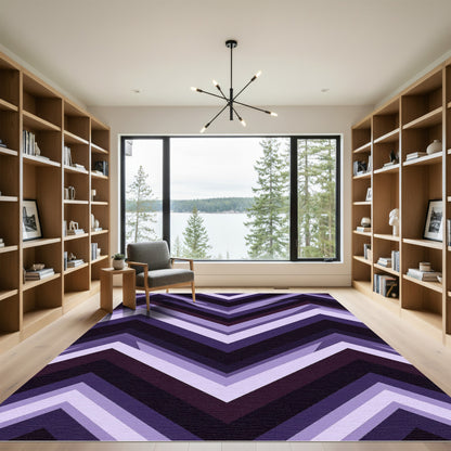 Modern Purple Chevron Geometric Rug