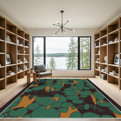 Deep Forest Organic Abstract Shapes Rug