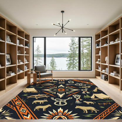 Southwestern Wilderness Camp Rope Graphic Rug