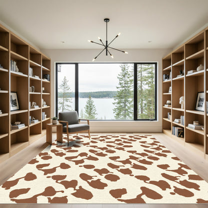 Brown Spot Abstract Animal Print Rug
