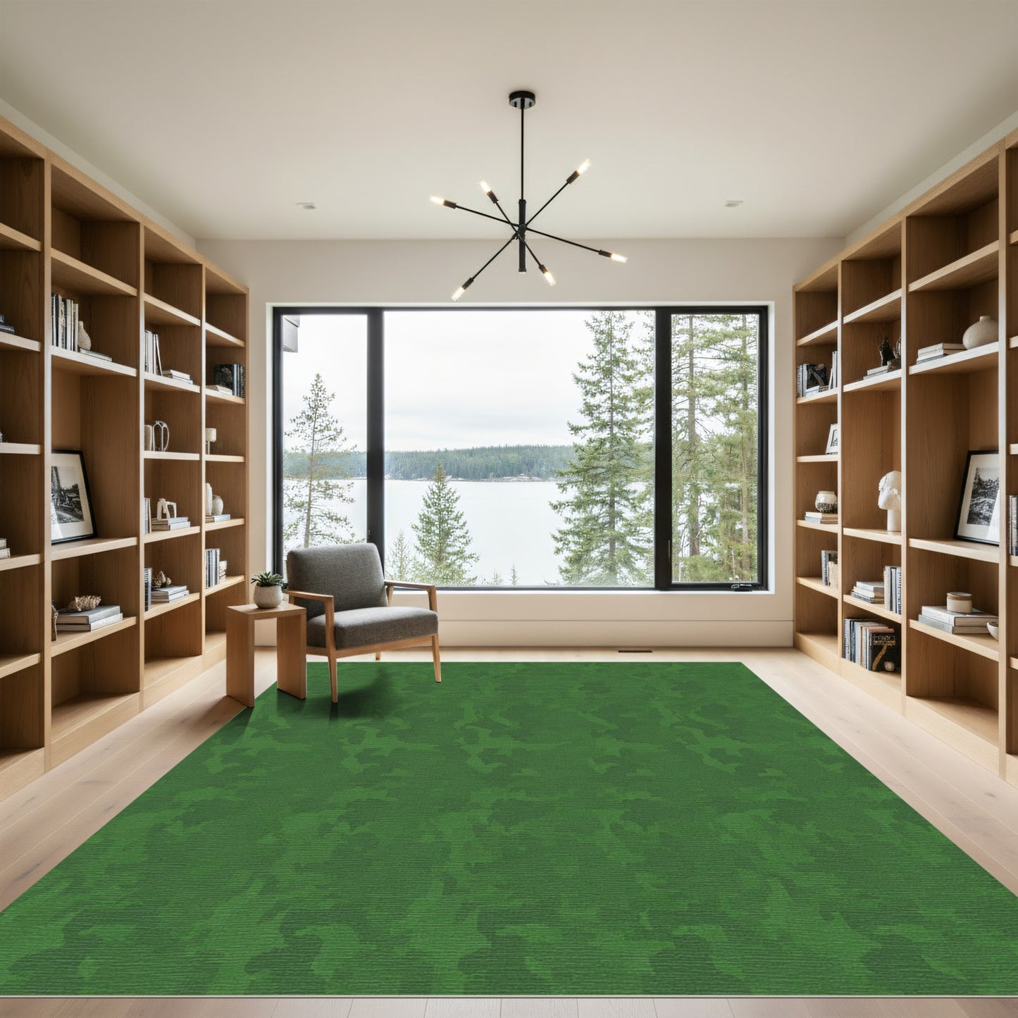 Deep Green Abstract Camouflage Rug