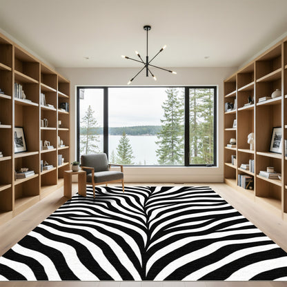 Black and White Wavy Lines Rug