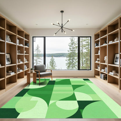 Emerald Geometric Organic Flow Rug
