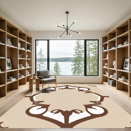 Brown Tan Ornate Frame Rug