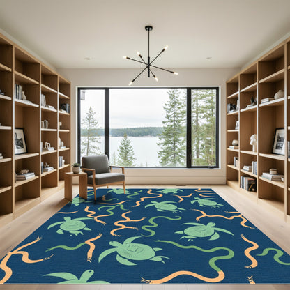 Marine Life Of Sea Turtles And Snakes Rug