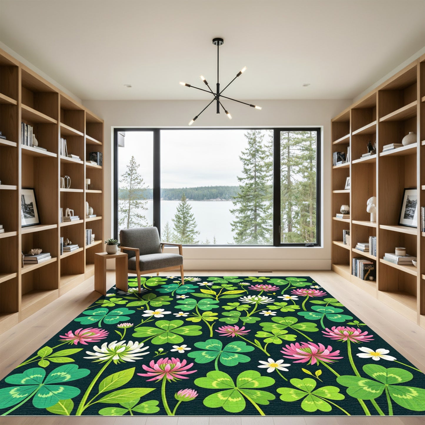 Botanical Four Leaf Clover Meadow Rug