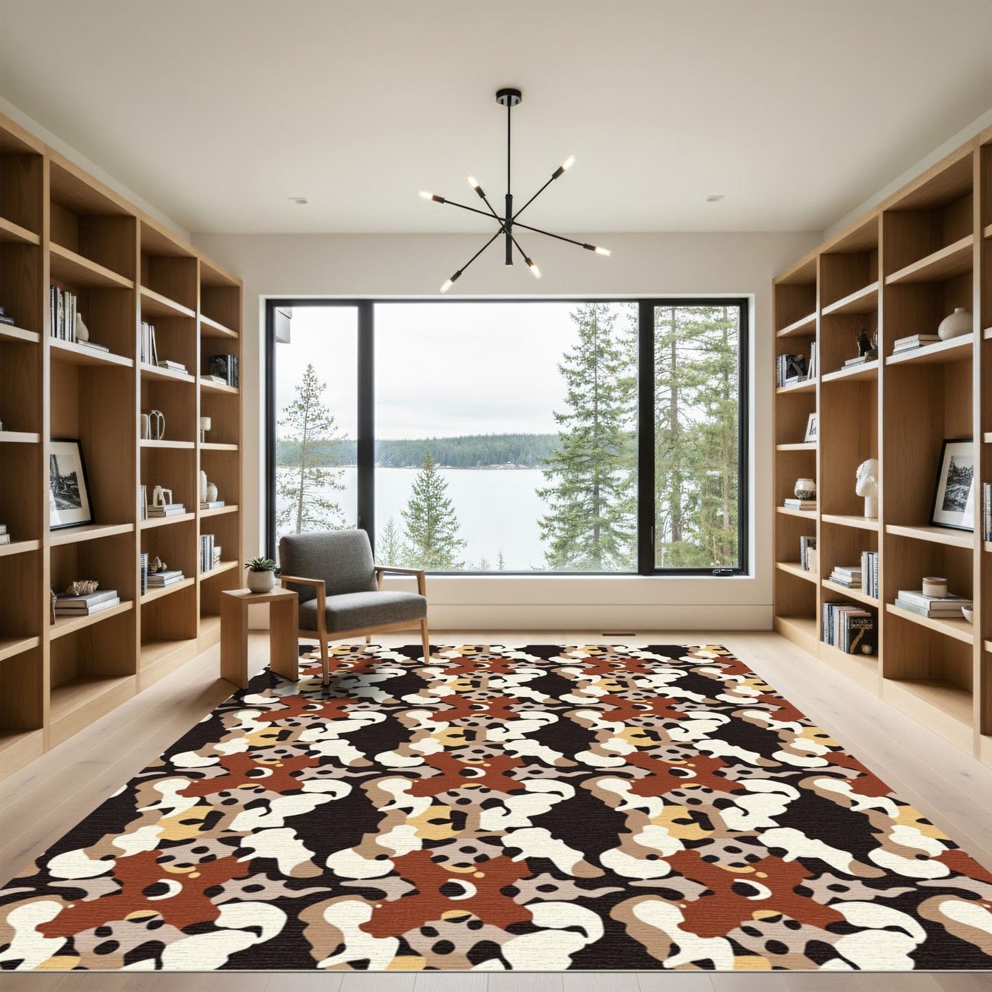 Earthy Tones Organic Symmetrical Layout Rug