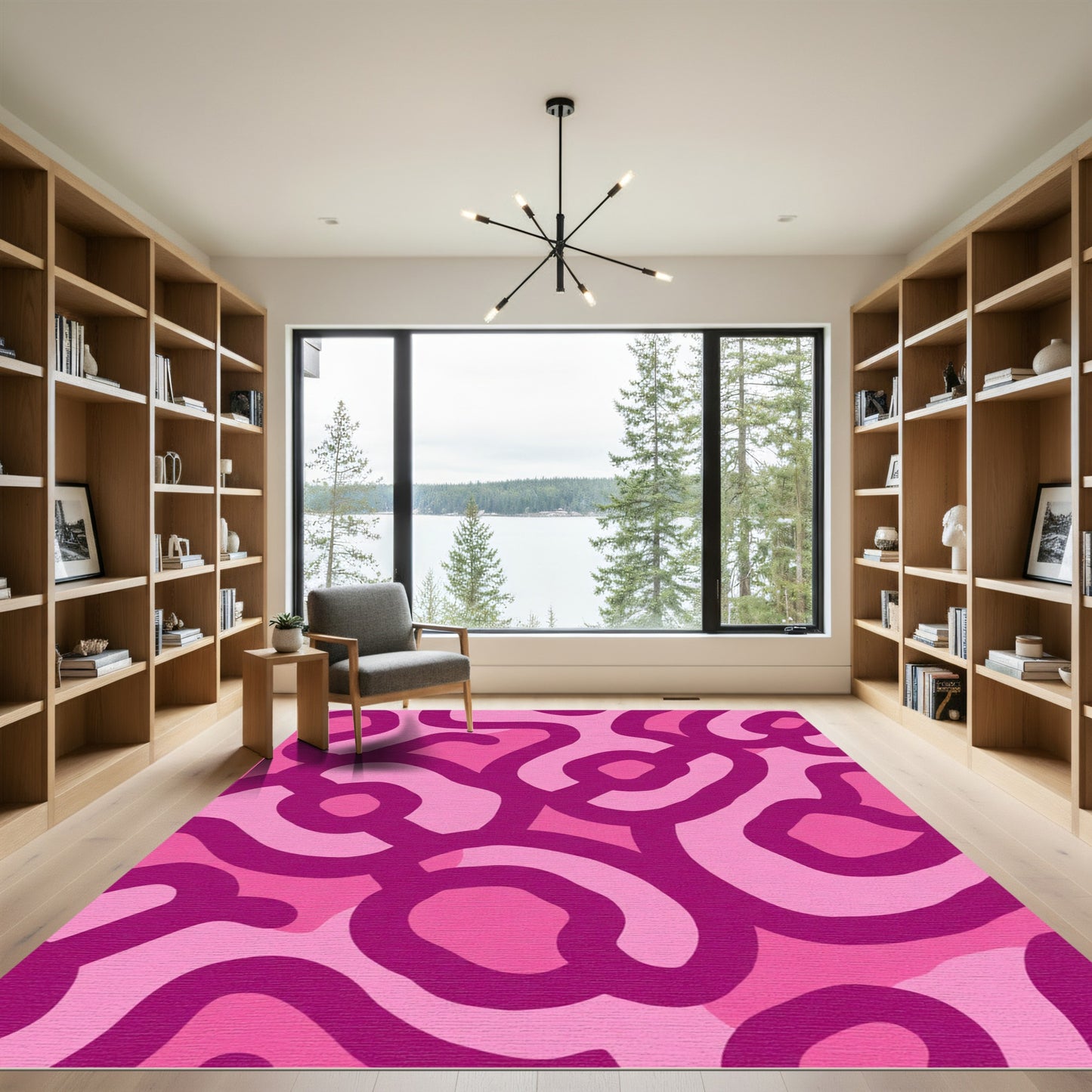 Pink Abstract Swirls Rug
