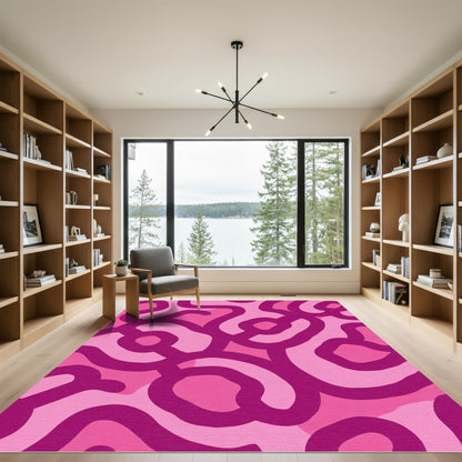 Pink Abstract Swirls Rug
