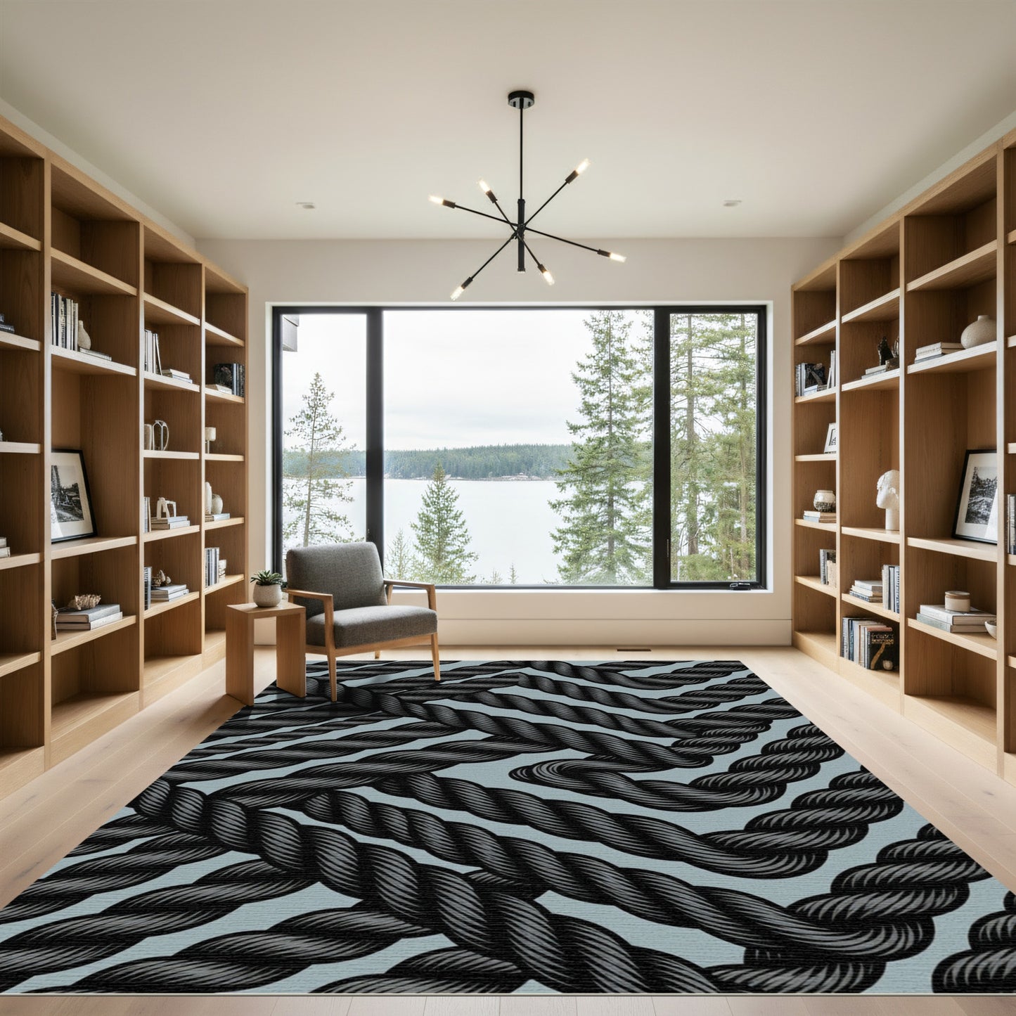 Dark Gray Twisted Rope Pattern Rug