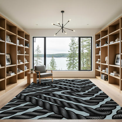Dark Gray Twisted Rope Pattern Rug