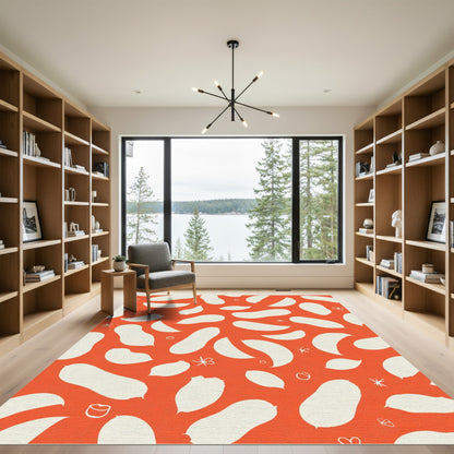 Coral Cream Blob Scatter Rug