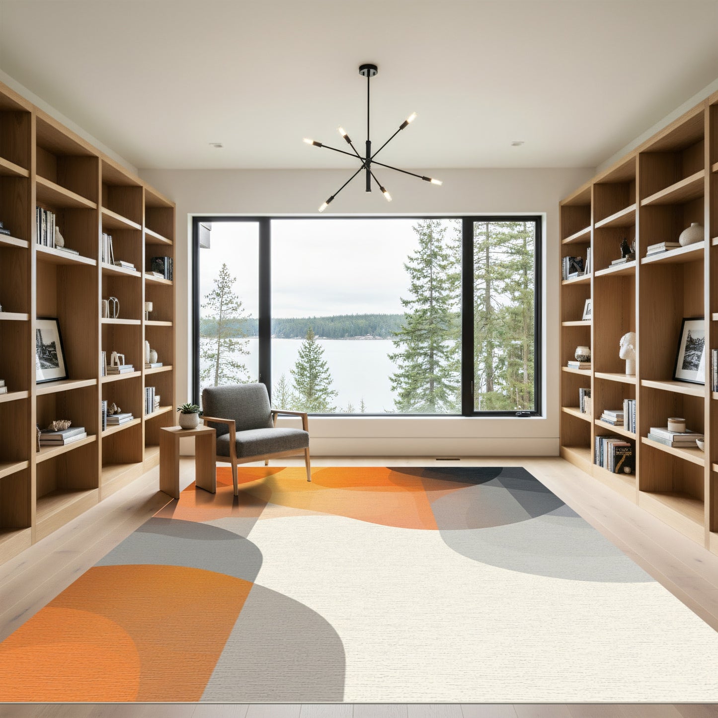 Orange Cream Abstract Gradation Shapes Rug