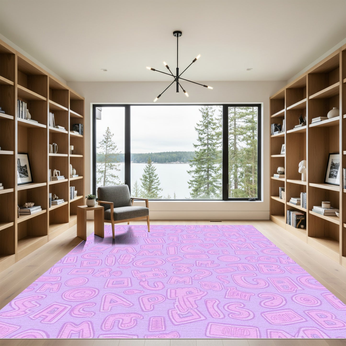 Pink Alphabet Collage Rug
